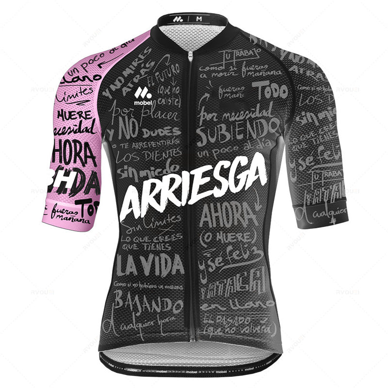 ARRIESGA "Risk-Taker" Cycling Jersey | Unisex Black & Pink Bike Shirt