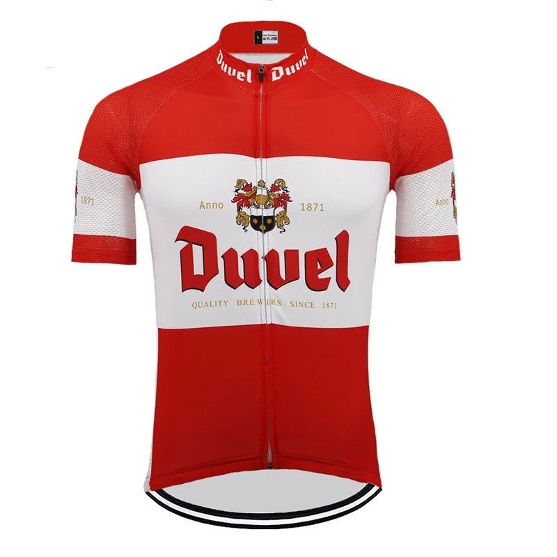 Men's Red Duvel Beer Cycling Jersey - Short Sleeve Road Bike Shirt