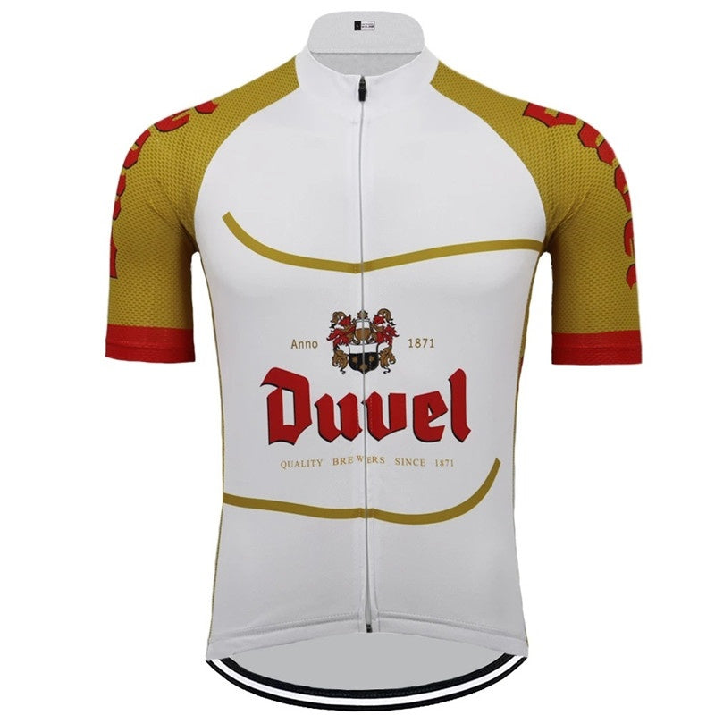 Pro Cycling Shirt Men's Duvel Beer Themed - Short Sleeve Breathable Road Bike Shirt
