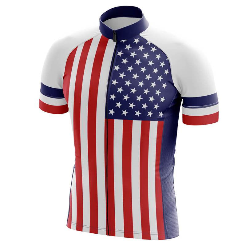 USA Flag Cycling Jersey | Unisex Patriotic Stars & Stripes Bike Shirt