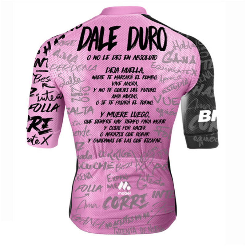 HORA Spanish Typography Cycling Jersey | Unisex Pink & Black Bike Shirt