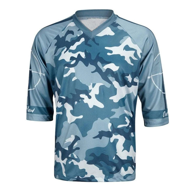 Men’s Blue Camo Motocross Jersey – Short Sleeve Dirt Bike & MTB Racing Shirt with Breathable Quick-Dry Fabric