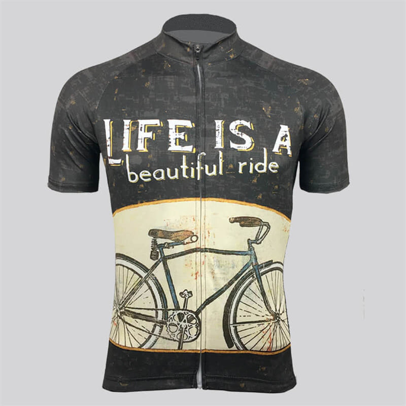 Men's Vintage "Life is a Ride" Cycling Jersey | Short Sleeve Bicycle Shirt