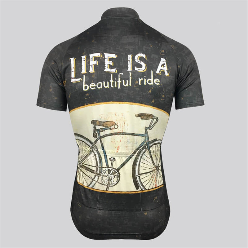 Men's Vintage "Life is a Ride" Cycling Jersey | Short Sleeve Bicycle Shirt