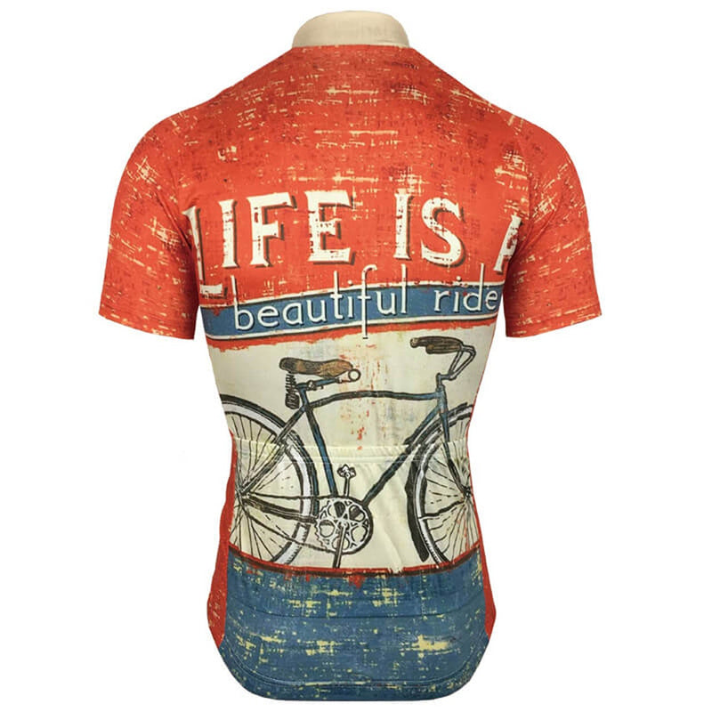 "Life is a Beautiful Ride" Cycling Jersey for Men | Inspirational Retro Bike Top