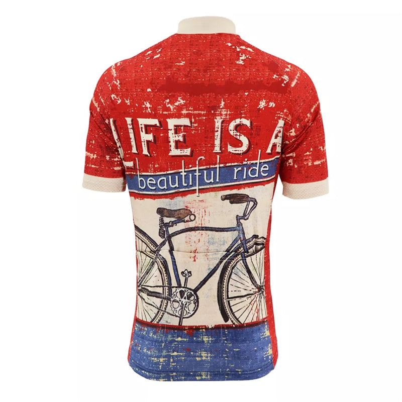 "Life is a Beautiful Ride" Men's Cycling Jersey | Breathable Short Sleeve Bike Shirt