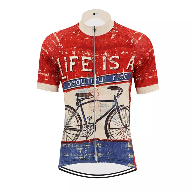 "Life is a Beautiful Ride" Men's Cycling Jersey | Breathable Short Sleeve Bike Shirt