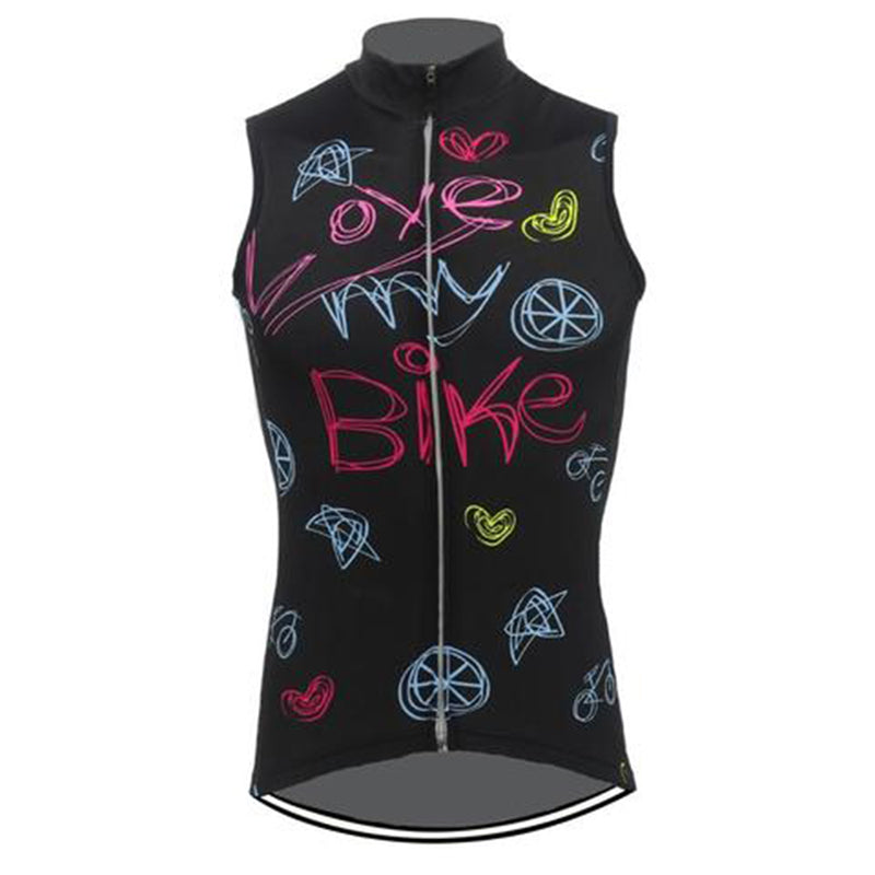 "I Love My Bike" Cycling Vest | Unisex Doodle Print Sleeveless Jersey