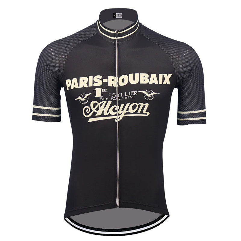 Paris-Roubaix Vintage Cycling Jersey - Men's Black Alcyon Heritage Edition
