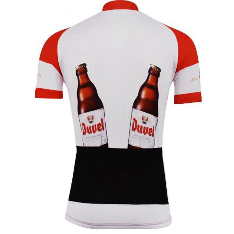Men's Red Duvel Beer Cycling Jersey - Short Sleeve Road Bike Shirt