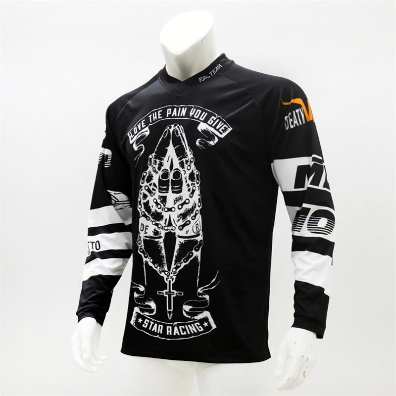 Men’s Motocross Jersey – Long Sleeve Dirt Bike Racing Shirt with Breathable Quick-Dry Fabric & Graphic Design