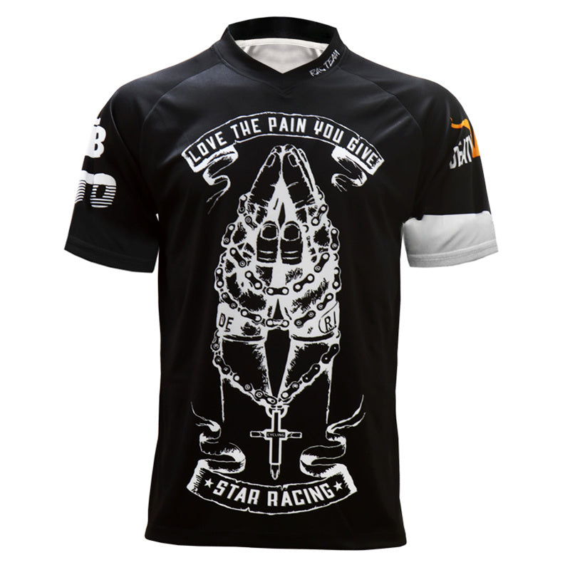 Men’s Short Sleeve Motocross Jersey – Breathable Quick-Dry Dirt Bike Racing Shirt with Graphic Print