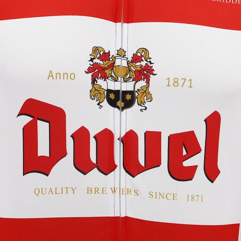 Men's Red Duvel Beer Cycling Jersey - Short Sleeve Road Bike Shirt